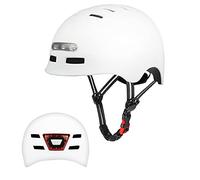 Casco de Bicicleta con LED Integrado y Casco de Ciclismo BMX Patin Casco Patinete Electrico Adulto con luz Trasera Ajustable Movilidad Urbana Bici Deporte CPSC y Certificado CE para Hombres y Mujeres