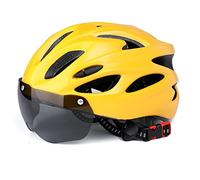 Casco de bicicleta de ciudad, casco de bicicleta con gafas magnéticas desmontables, visera ajustable para adultos, cascos de ciclismo para hombres y mujeres, carretera de montaña, amarillo