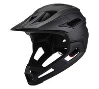 Casco de bicicleta de montaña para adultos, a prueba de golpes, casco de bicicleta de cara completa con soporte de barbilla desmontable y visera ajustable, unisex, negro, casco de bicicleta para