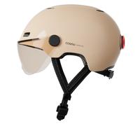 Cosmo Connected - Cosmo Fusion - Casco Inteligente para Bicicletas y Patinetes con Visera, Adulto - Intermitentes, Luz de Freno Automática, Trayectoria Compartida, Detección de Caídas- Arena Brillante