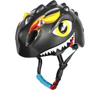 Casco de Bicicleta Infantil con luz LED | Bonito Casco de Seguridad de Dinosaurio 3D para niñas, niños de 3 a 8 años, Ajustable, Transpirable, para Bicicleta, monopatín, Patinaje, Gris Oscuro