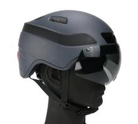 Casco de bicicleta para adulto, auriculares Bluetooth inteligentes con grabadora de conducción y función de luz trasera LED para visera extraíble (gris mejorado, L)