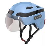 Casco de bicicleta para adultos Auriculares inteligentes Bluetooth con grabador de conducción y función de luz trasera LED para visera desmontable para suburbios urbanos para hombres (azul más)