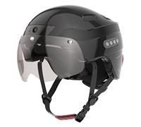 Casco de Bicicleta para Adultos Mejorado, Casco Inteligente Bluetooth con grabadora de conducción y luz Trasera de señal de Giro, Visera Desmontable, para Viajero Urbano (Estilo de Fibra de Carbono)