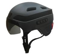 Casco de Bicicleta para Adultos Mejorado, Casco Inteligente Bluetooth con grabadora de conducción y luz Trasera de señal de Giro, Visera Desmontable, para Viajero Urbano (Negro)