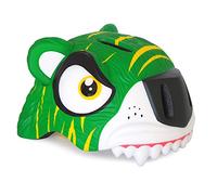 Casco de Bicicleta para niño Crazy Safety | Casco de Bici para niño de 2 a 7 años para Skate, Bicicleta, Patinete, monopatin| Casco de Animal 3D Ligero y Ajustable 49-55 cm (Tigre Verde)