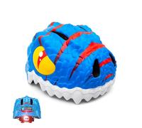 Casco de Bicicleta para niño Crazy Safety | Casco de Bici para niño de 2 a 7 años para Skate, Bicicleta, Patinete, monopatin| Casco de Animal 3D Ligero y Ajustable 49-55 cm (Dragon Azul)
