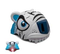 Casco de Bicicleta para niño Crazy Safety | Casco de Bici para niño de 2 a 7 años para Skate, Bicicleta, Patinete, monopatin| Casco de Animal 3D Ligero y Ajustable 49-55 cm (Tigre Blanco)