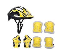 Casco de Bicicleta para Niños Incluye Rodilleras Muñequeras y Coderas Material PVC Diseño Liviano Adecuado para Patinaje Ciclismo Actividades al, Amarillo