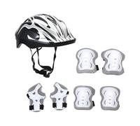 Casco de Bicicleta para Niños Incluye Rodilleras Muñequeras y Coderas Material PVC Diseño Liviano Adecuado para Patinaje Ciclismo Actividades al, Blanco