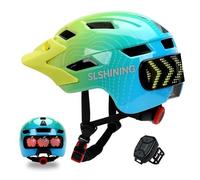 Casco de Bicicleta para niños, Pantalla de luz LED con señales de Giro, Casco de Bicicleta para niños y niñas con Controlador inalámbrico, Forro EPS | Parasol extraíble Cascos Ligeros