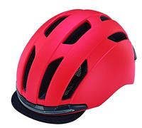 Casco de Bicicleta Prophete EKO Inmold, 360° Visibilidad LED DelanteraTrasera Recargable por USB, Visera de Tela, Color Rojo, Talla 58-61 cm, Adultos Unisex