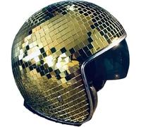 Casco de bola de discoteca, disfraz de espejo reflectante, tocado con luz LED, equipo Rave for festivales, eventos de DJ Burning Man(Gold)