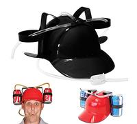 Casco de cerveza para fiestas, casco con manguera, casco de construcción, soporte para bebidas, soporte para cerveza con 2 soportes para latas y manguera para beber, carnaval, divertido, casco de