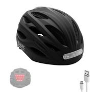 Casco de Ciclismo con Luz Advertencia Roja + Luz Frontal Blanca. Casco de Bicicleta, Patinete, MTB, Ligero con Forro Desmontable, Carcasa PC + EPS, 20 Respiraderos y Cable USB (Talla L-58-61 cm)