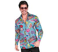 W WIDMANN MILANO Party Fashion - Party Fashion Shirt, 80s Outfit, Camisa hombre, manga larga, Showmen, Disco Fever