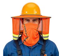 Casco de Construcción Visera Solar Con Rayas Reflectantes Protección Cuello Malla