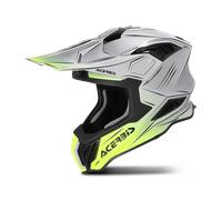 Acerbis Airstrike-X Scratch Casco de motocross, plata/amarillo, Talla M (57/58)