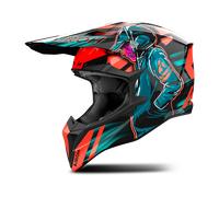 Airoh Wraaap Cyber Casco de motocross, azul-naranja, tamaño XL para Hombres