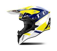 Airoh Wraaap Feel Casco de motocross, blanco-azul-amarillo, tamaño S para Hombres