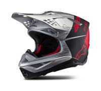 Alpinestars Supertech S-M10 Flood 2024 Casco de motocross, negro/plata/rojo, Talla XL (61/62)