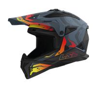 LS2 MX708 Fast II Wash Casco de motocross, negro-gris-naranja, tamaño 2XL