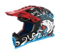 LS2 MX437 Fast Evo II Mini Starmaw Casco de motocross para niños, negro-rojo-azul, tamaño L