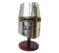 Casco de disfraz de caballero templario de Thor Crusader (LARP/SCA/Medieval), plateado, rústico, vintage, decoración del hogar