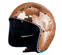 Casco de fiesta de bola de discoteca, sombrero con visera de espejo retro con escudo retráctil e iluminación externa incorporada, disfraz único(Pink)