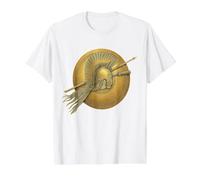 Casco de Guerrero Espartano Antiguo Griego Vintage Camiseta gráfica económica, Hombre, Blanco, XL