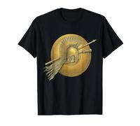 Casco de Guerrero Espartano Antiguo Griego Vintage Camiseta gráfica económica, Hombre, Negro, L