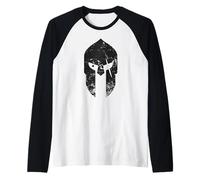 Casco de Guerrero Espartano | Entrenamientos de Gimnasio Griego Antiguo Camiseta Manga Raglan