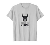Casco de Guerrero Vikingo Moderno Arte gráfico Camiseta, Hombre, Plata, XXL