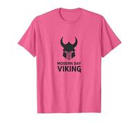 Casco de Guerrero Vikingo Moderno Arte gráfico Camiseta, Hombre, Rosa Jaspeado, XXL