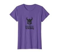 Casco de Guerrero Vikingo Moderno Arte gráfico Camiseta, Mujer, Morado Jaspeado, XXL