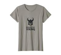 Casco de Guerrero Vikingo Moderno Arte gráfico Camiseta, Mujer, Pizarra, L