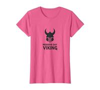 Casco de Guerrero Vikingo Moderno Arte gráfico Camiseta, Mujer, Rosa Jaspeado, XXL