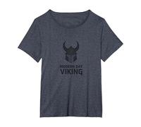 Casco de Guerrero Vikingo Moderno Arte gráfico Camiseta, Mujer Tallas Grandes, Azul Jaspeado, 2XL Grande