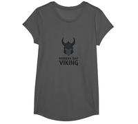 Casco de Guerrero Vikingo Moderno Arte gráfico Camiseta, Niñas, Asfalto, S