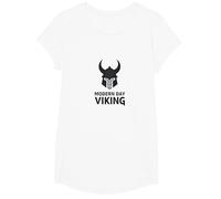 Casco de Guerrero Vikingo Moderno Arte gráfico Camiseta, Niñas, Blanco, Grande