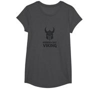 Casco de Guerrero Vikingo Moderno Arte gráfico Camiseta, Niñas, Jaspeado Oscuro, Grande