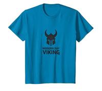 Casco de Guerrero Vikingo Moderno Arte gráfico Camiseta, Niños, Zafiro, 12 años