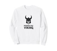 Casco de Guerrero Vikingo Moderno Arte gráfico Sudadera, Unisex para Adultos, Blanco, L