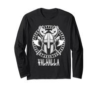Casco de hachas vikingas de los Cuervos de Odín de la mitología nórdica Valhalla Manga Larga