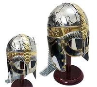 Casco de máscara vikinga Medieval con Malla Medieval de Armadura recreación, Casco SCA Larp