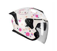 Casco De Media Cara para Motocicleta,Casco De Moto Mujer,Casco Trail,con Doble Visera,Aprobado por Dot,para Adultos Mujeres M