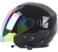 Casco De Moto 3/4 Con Visera Bluetooth - Casco Jet De Cara Abierta Para Motocicleta Para Hombres Y Mujeres Adultos Con Sistema De Comunicación Integrado Mp3 - Certificación DOT/ECE C,M