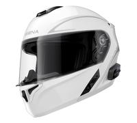 Casco de moto abatible con auriculares SENA Outrush R blanco brillante S