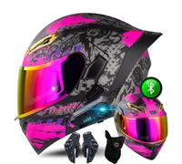 Casco De Moto Abatible con Doble Visera HD, Casco De Moto Modular Bluetooth para Hombres Y Mujeres, Casco De Moto Abatible para Adultos, Casco Homologado ECE, S~XXL