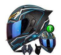 Casco De Moto Abatible con Doble Visera HD, Casco De Moto Modular Bluetooth para Hombres Y Mujeres, Casco De Moto Abatible para Adultos, Casco Homologado ECE, S~XXL